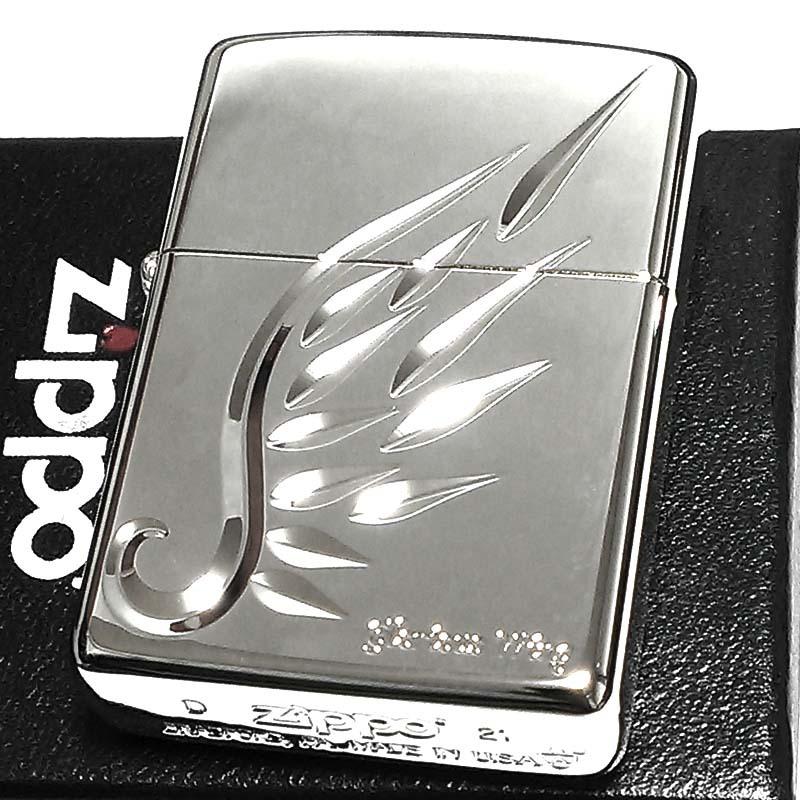 ZIPPO ライター アーマー V-WING シルバー ジッポ 天使の羽 V刃彫刻 銀 鏡面ポリッシュ かっこいい 重厚 メンズ ギフト プレゼント