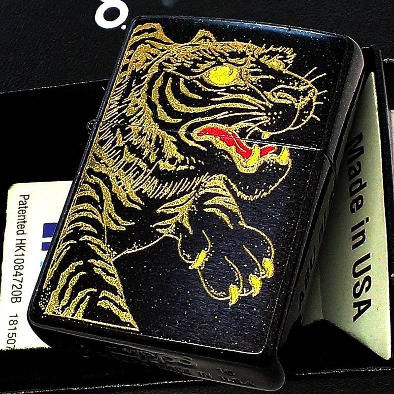 ZIPPO（ジッポー） ライター 和柄 虎 ブラックラメ ジッポ お守り
