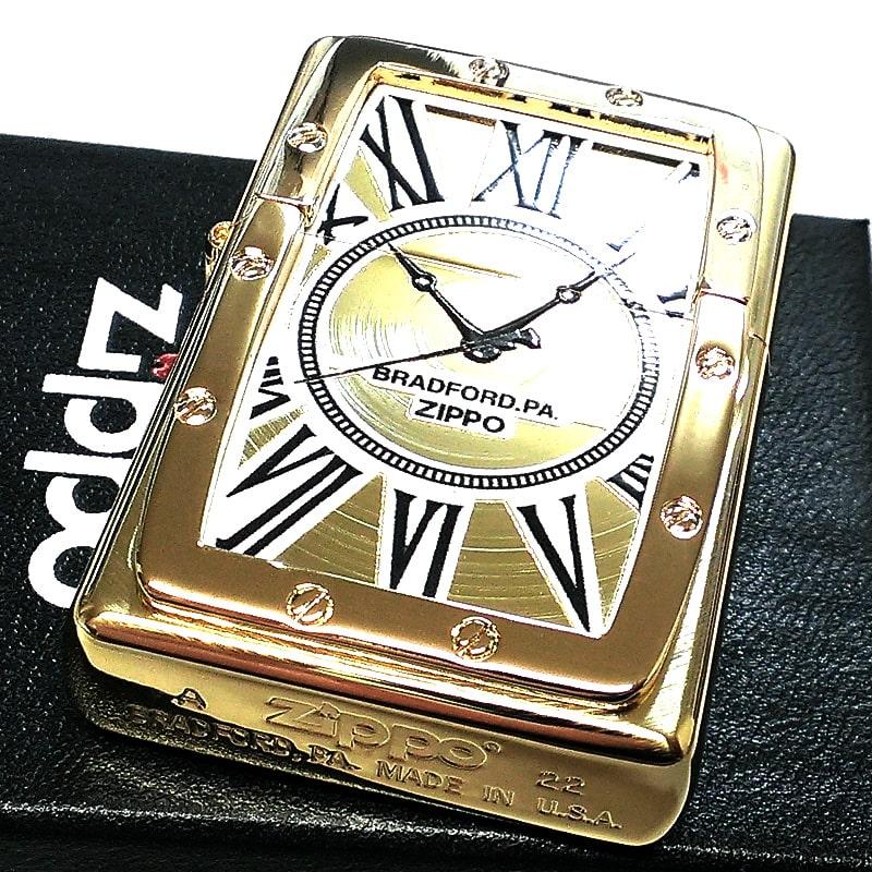 ⭐️引取りのみ⭐️美品⭐️ハンプトンミラー⭐️エレガント⭐️シャビー⭐️ ZIPPO 時計 ライター Watch Face 金 ジッポ おしゃれ スピン加工