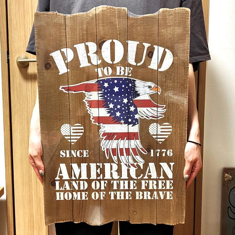 アメリカン レトロ 木製看板 アンティーク PROUD TO BE AMERICAN