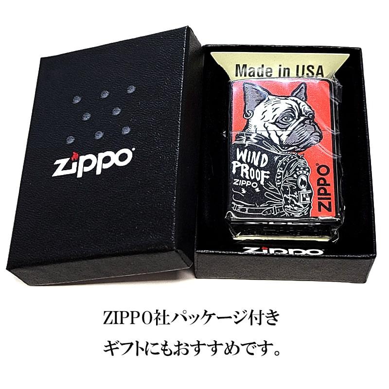 ZIPPO ライター ワイルドドッグ レッド＆シルバー かっこいい 犬