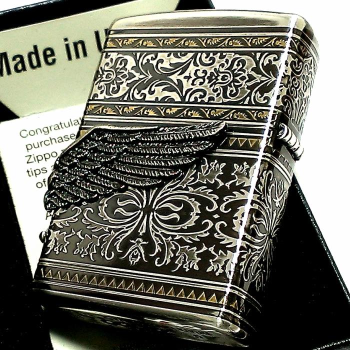 ZIPPO ライター ウイングクロス ジッポ 4面連続彫刻 大型3面