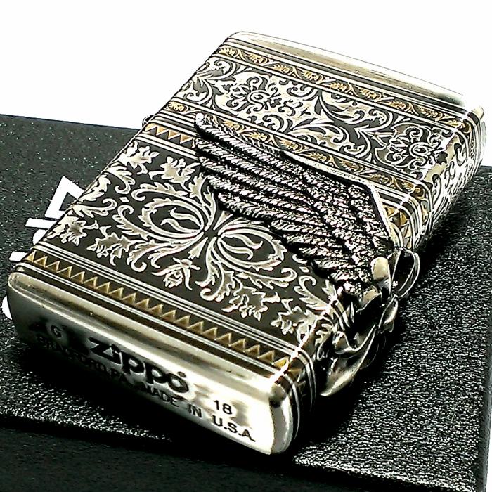 ZIPPO ライター ウイングクロス ジッポ 4面連続彫刻 大型3面