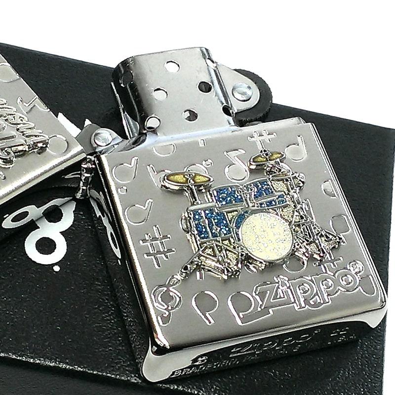 ZIPPO ライター 楽器 ドラム ジッポ かわいい シルバー 両面加工 ハート 音符 可愛い ホワイトニッケル レディース プレゼント ギフト｜hayamipro｜04