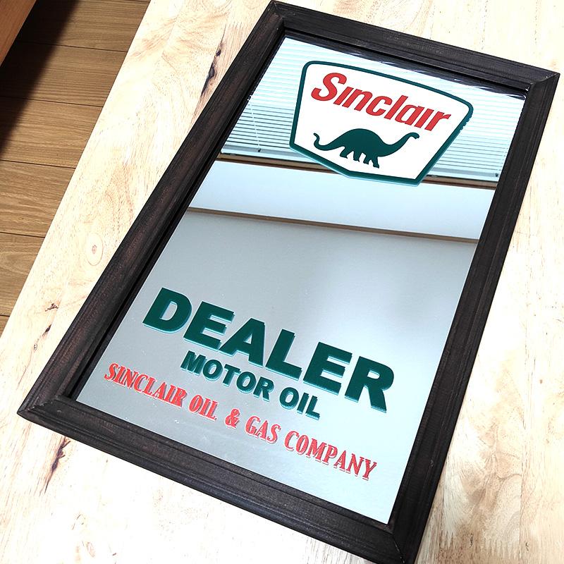 アメリカン レトロ パブミラー アメリカン SINCLAIR 壁掛け 鏡 恐竜