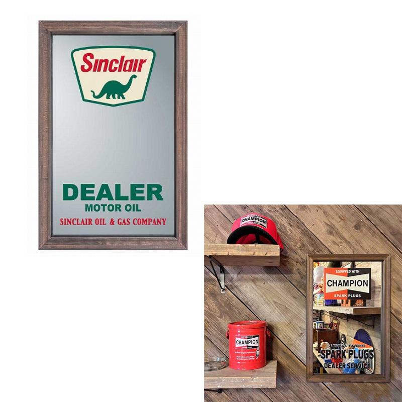 アメリカン レトロ パブミラー アメリカン SINCLAIR 壁掛け 鏡 恐竜