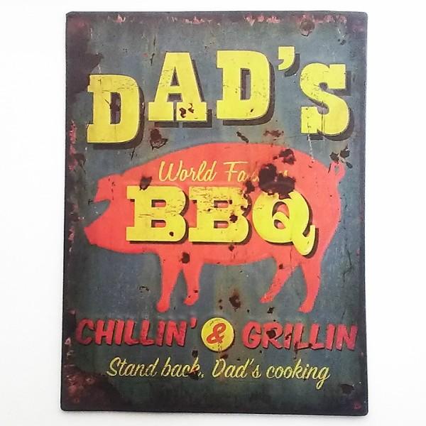 アメリカン ブリキ看板 DADS BBQ バーベキュー プレート おしゃれ メタルサイン ガレージ ビンテージ アメリカン雑貨 アメリカ インテリア