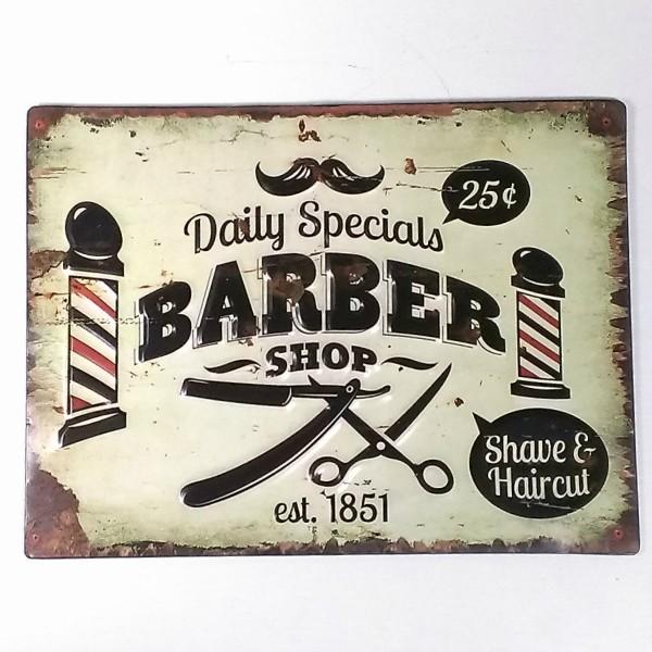 アメリカン ブリキ看板 床屋 BARBER プレート 壁飾り ビンテージ