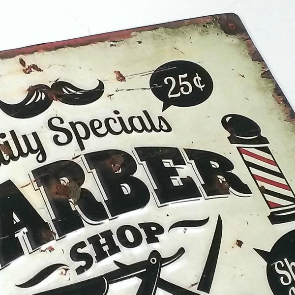 アメリカン ブリキ看板 床屋 BARBER プレート 壁飾り ビンテージ