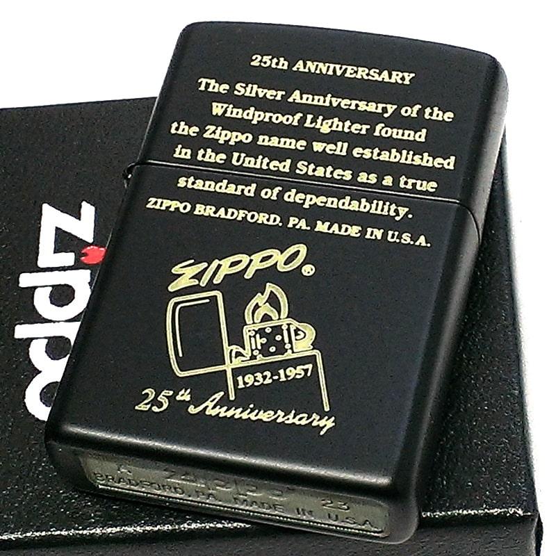 ZIPPO（ジッポー） ライター 25thAnniversary 黒金 ジッポ マット