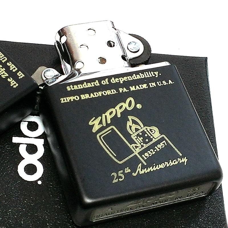 まとめ売り　zippo 25日ー月末オークション切替 ZIPPO（ジッポー） ライター 25thAnniversary 黒金 ジッポ マット
