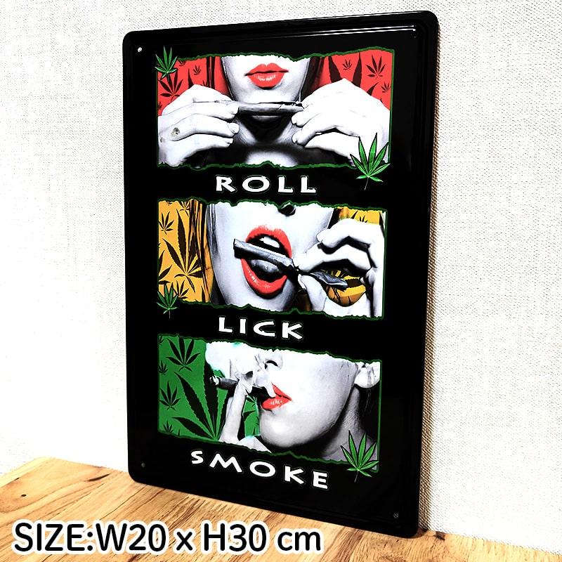 アメリカン レトロ ブリキ看板 おしゃれ ROLL, LICK and SMOKE