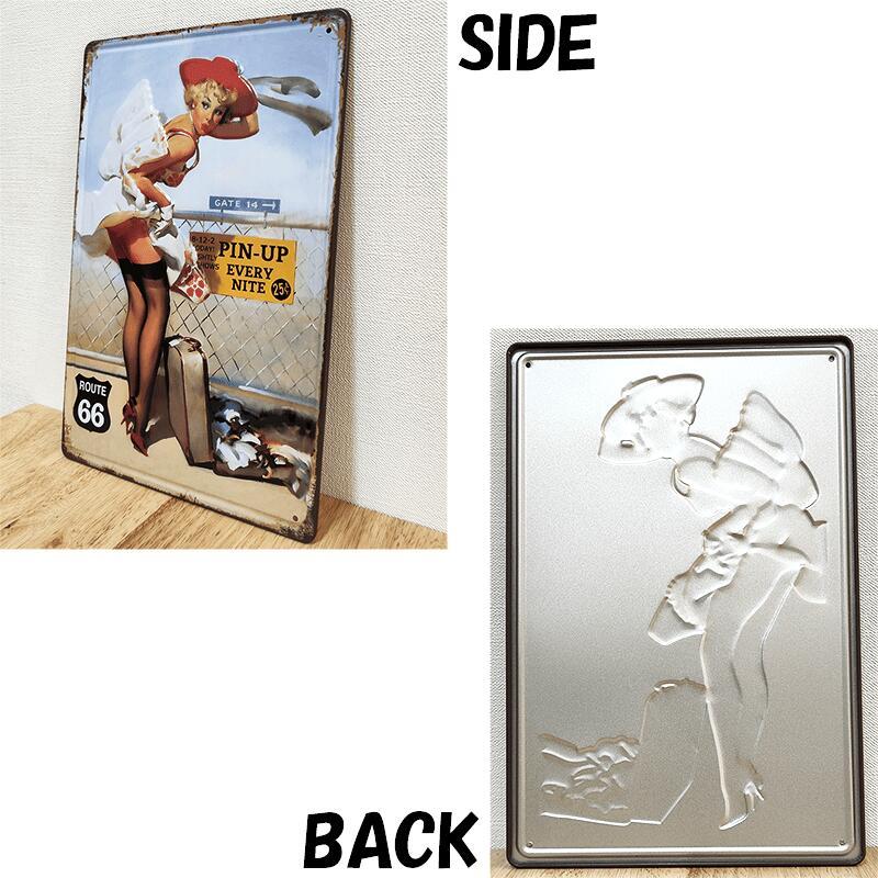 アメリカン レトロ ブリキ看板 可愛い PIN-UP Route 66 セクシー