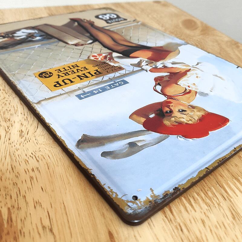 アメリカン レトロ ブリキ看板 可愛い PIN-UP Route 66 セクシー
