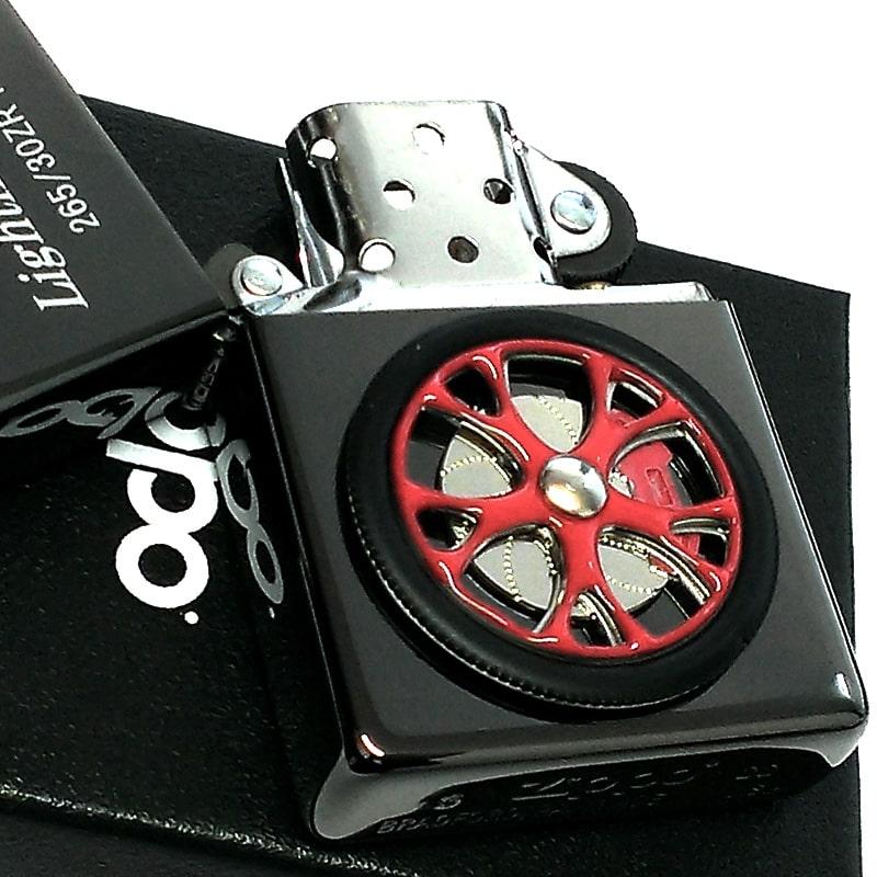 ZIPPO ライター スピニングホイール 大型回転メタル ジッポ Spinning Wheel ブラック＆レッド スポーツカー 車 かっこいい