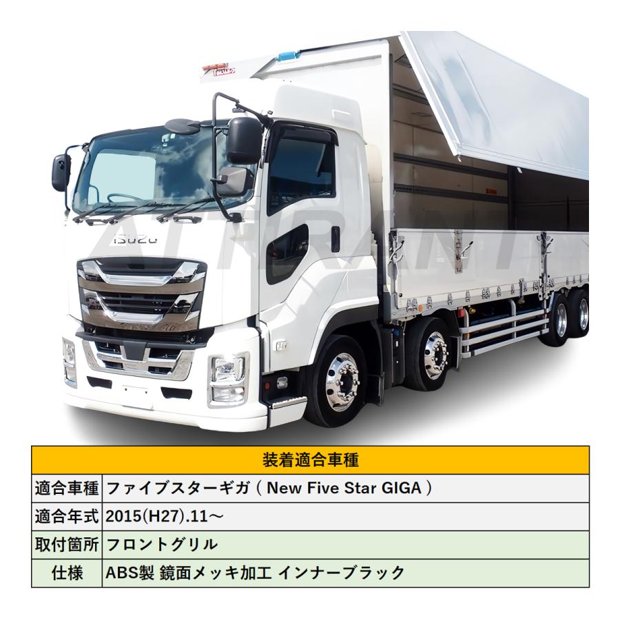 ファイブスター ギガ 鏡面 メッキ フロントグリル インナーブラック 高