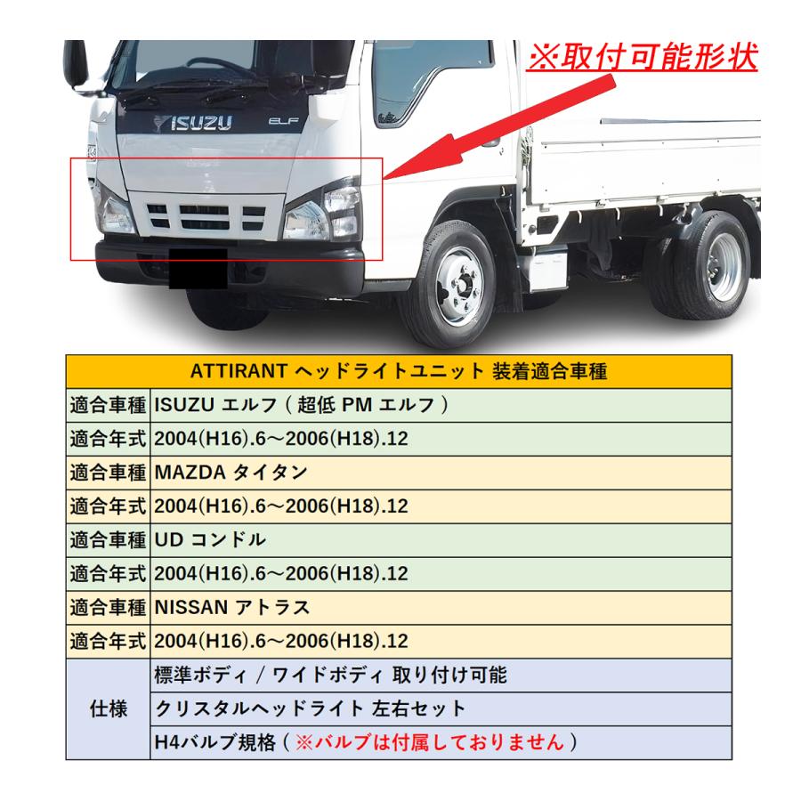 超低 PM エルフ 標準 / ワイド クリスタル ヘッドライト 左右セット