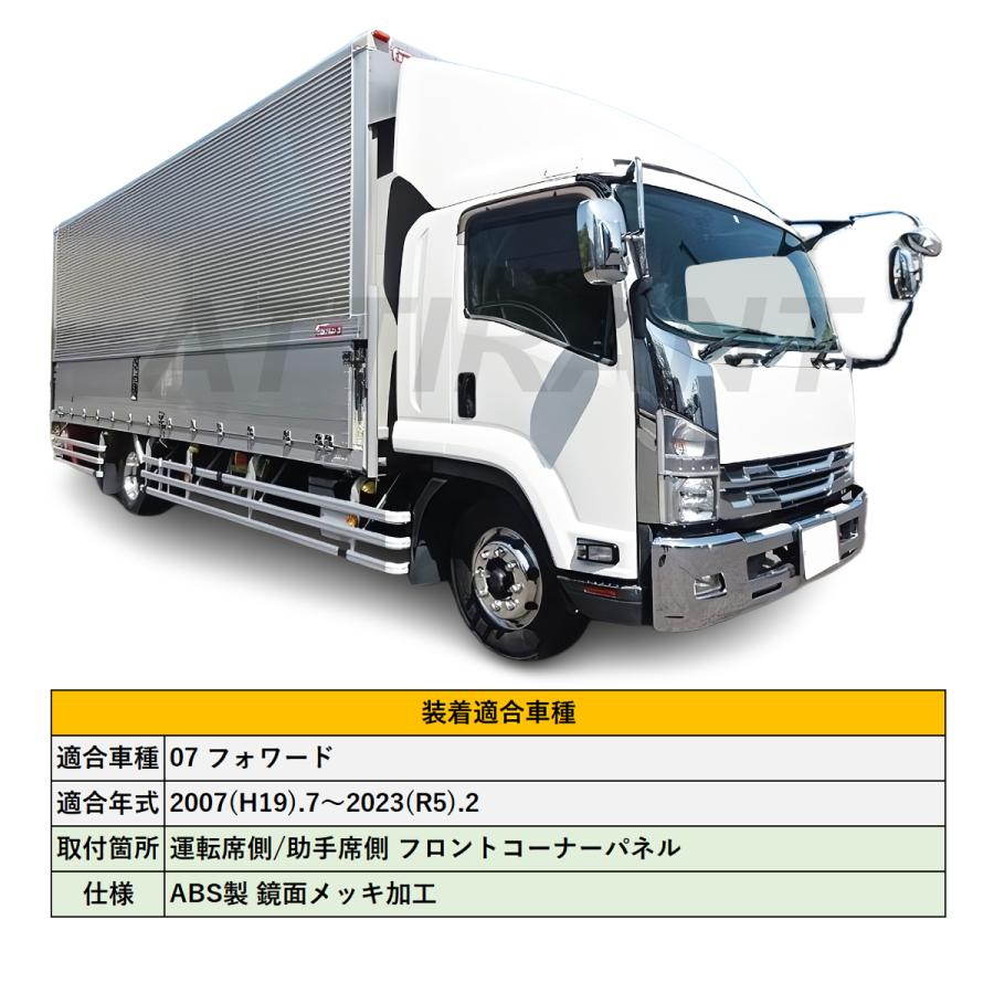 いすゞ 23フォワードワイド用 メッキ バンパー コーナー サイド パネル