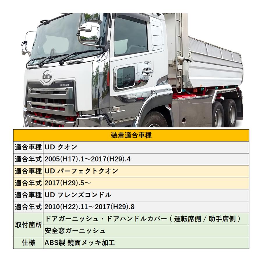 日産 UD クオン/フレンズコンドル メッキ 安全窓 ドアノブ 7点セット 日産 UD クオン/フレンズコンドル メッキ 安全窓 ドアノブ 7点セット