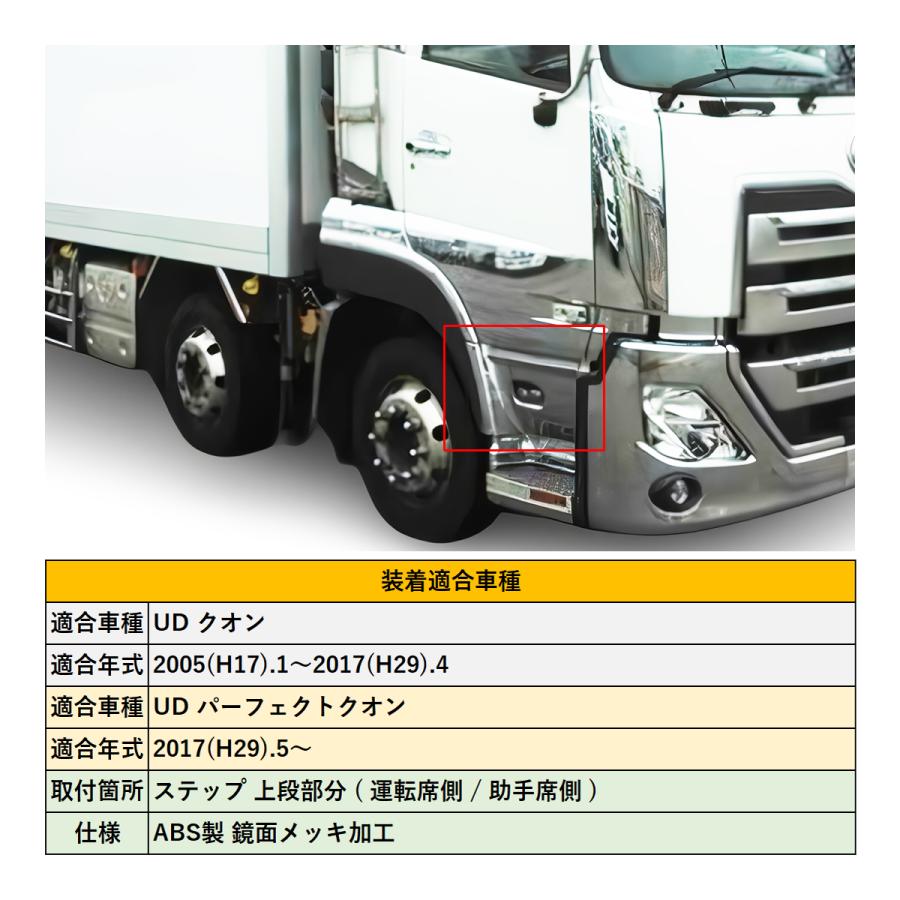 日産 UD パーフェクトクオン メッキ サイド ステップ ABS製 貼り付け UD パーフェクトクオン / クオン メッキ サイドステップ アッパー