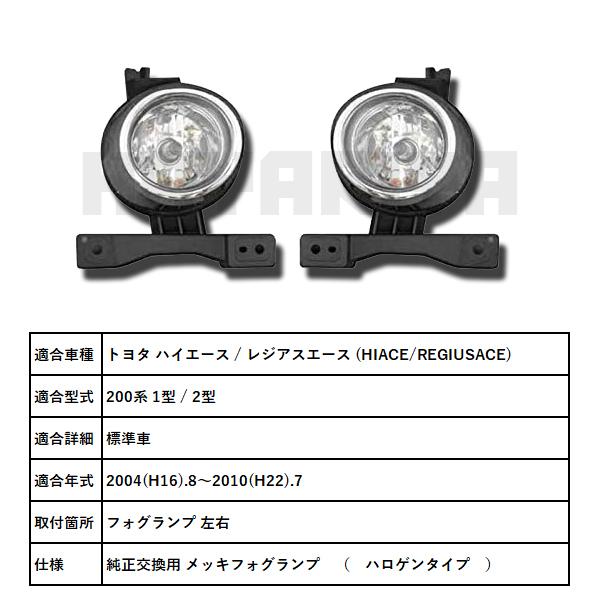 ハイエース / レジアスエース 200系 1型 2型 標準車 フォグランプ