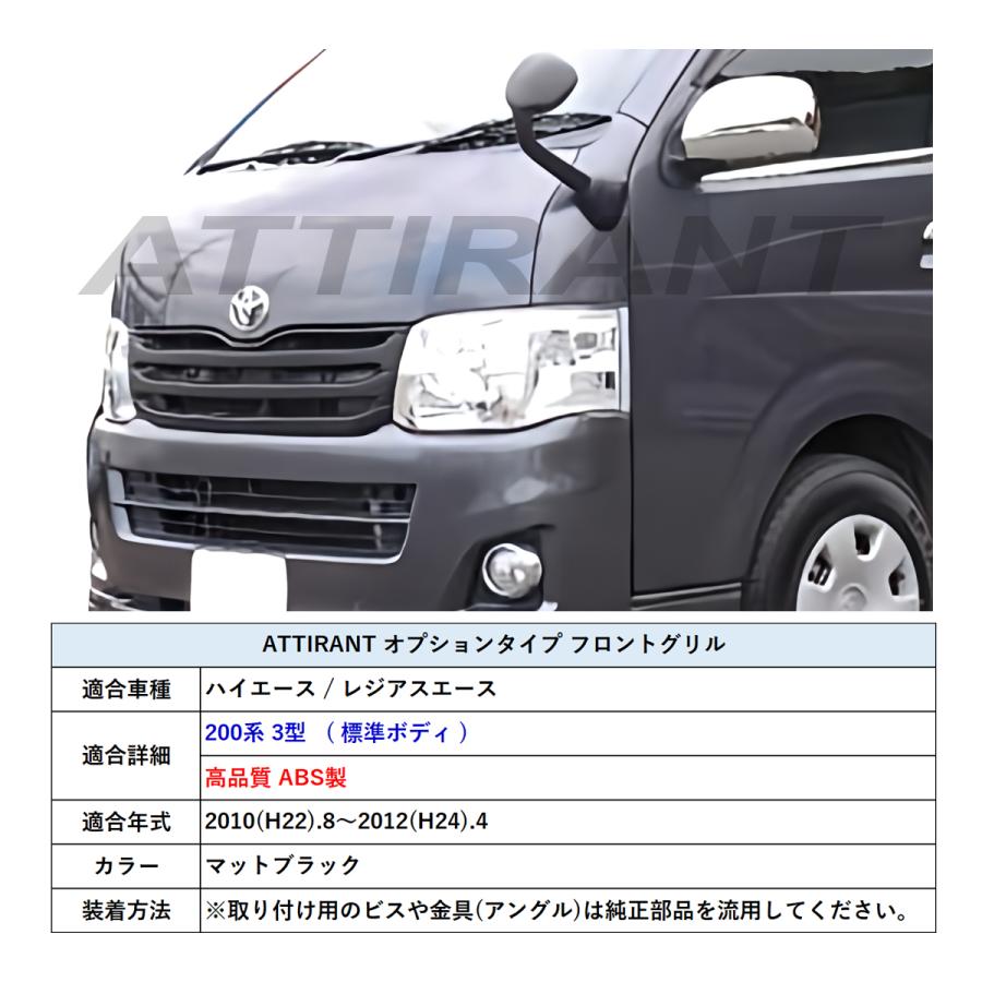 ハイエース 200 3型 フロントグリル オプションタイプ マットブラック