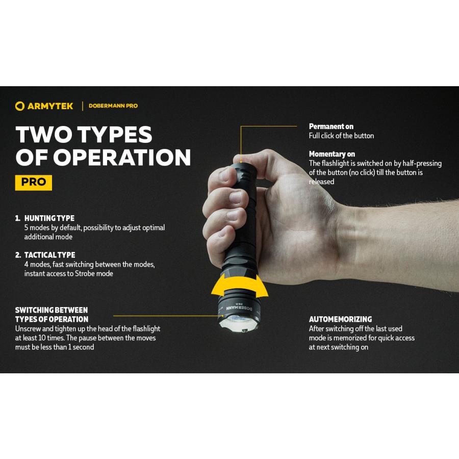ARMYTEK DOBERMANN PRO XHP35 HI 白色光 タクティカルフラッシュライト