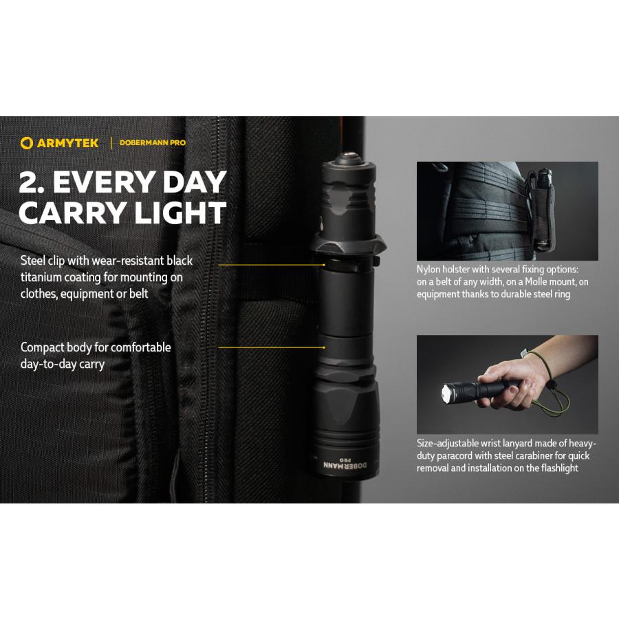 ARMYTEK DOBERMANN PRO タクティカルライト　キャンプ Armytek Dobermann Pro Max - Powerful Tactical Flashlight | Armytek.com