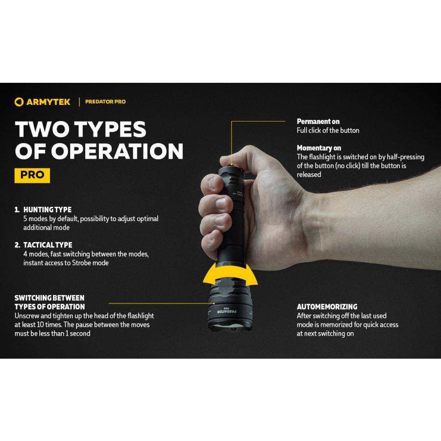 ARMYTEK PREDATOR PRO XHP35 HI 白色光 タクティカルフラッシュ ARMYTEK PREDATOR PRO XHP35 HI 白色光 タクティカルフラッシュ