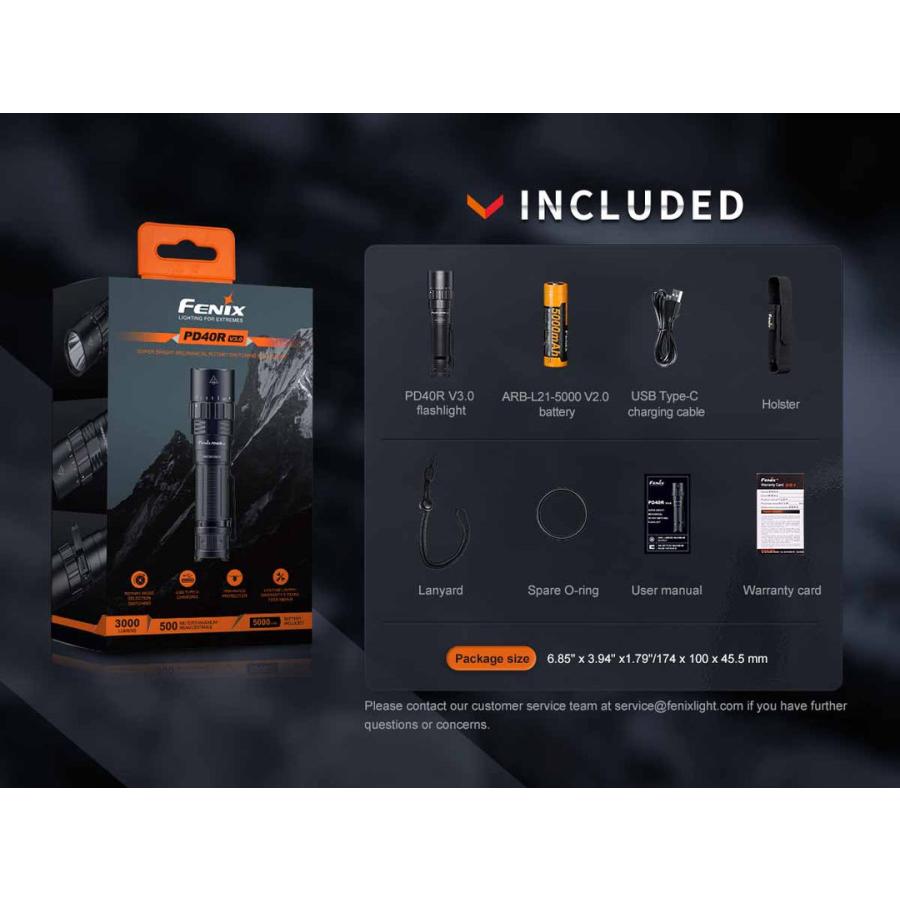 Fenix PD40R V3.0 フラッシュライト USB-C充電式 3000ルーメン IP68防水防塵 21700バッテリー付属_14