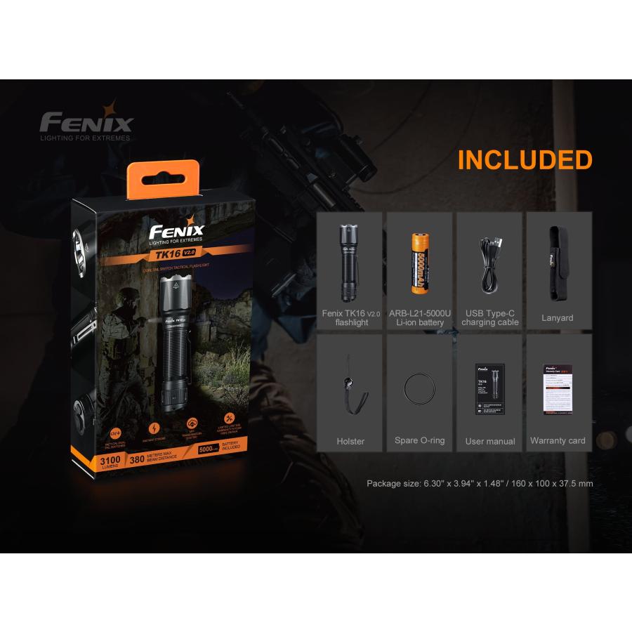 Fenix TK16 V2.0 タクティカルフラッシュライト 3100ルーメン 照射距離
