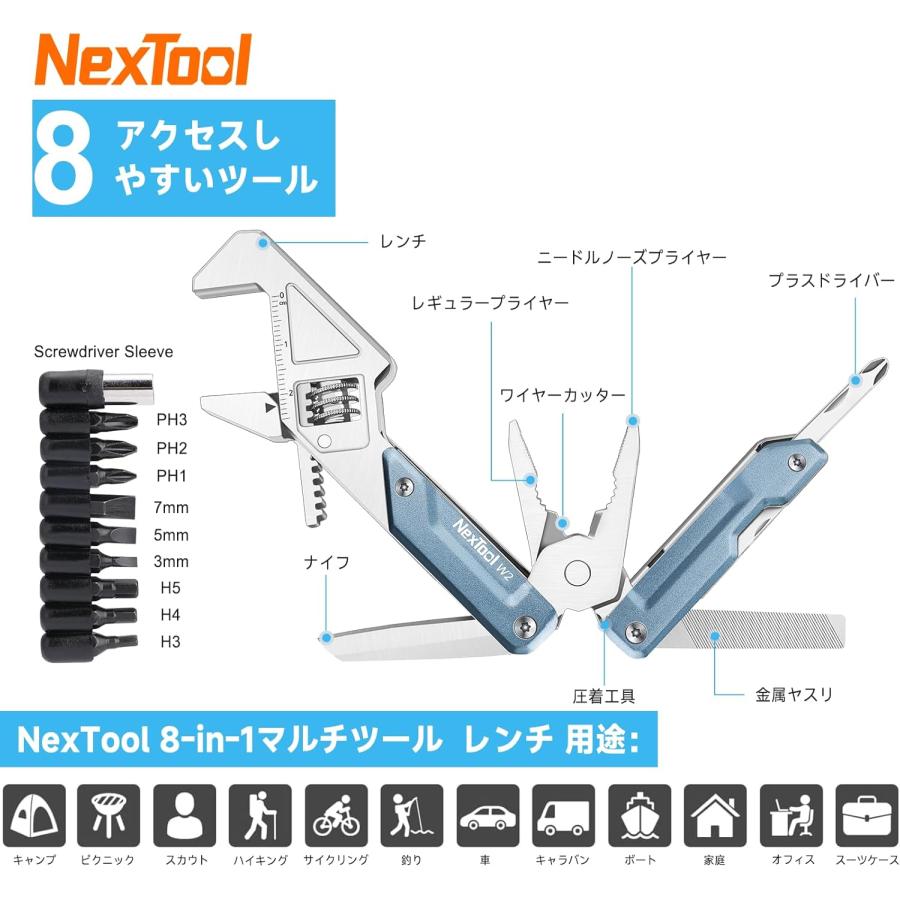NexTool Light Wrench W2 マルチツール 8-in-1 ステンレス製 NexTool Light Wrench W2 マルチツール 8-in-1 ステンレス製