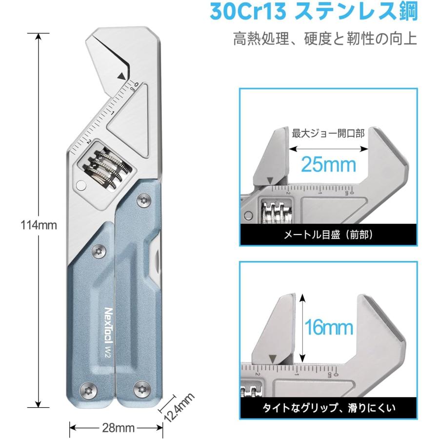 NexTool Light Wrench W2 マルチツール 8-in-1 ステンレス製 NexTool Light Wrench W2 マルチツール 8-in-1 ステンレス製