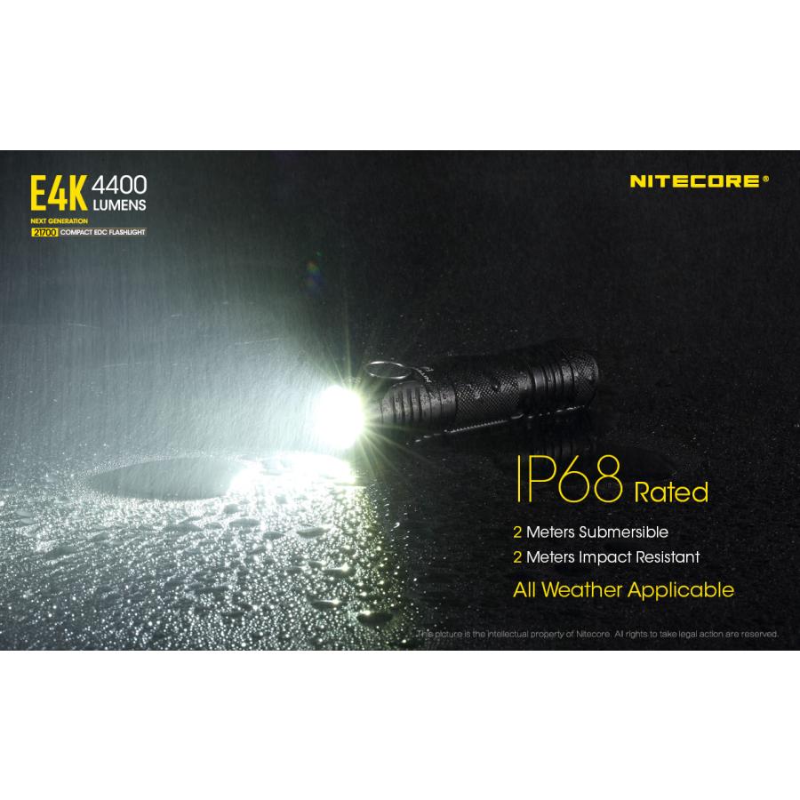 Nitecore E4K ハンディライト 4400ルーメン USB-C充電式 バッテリー