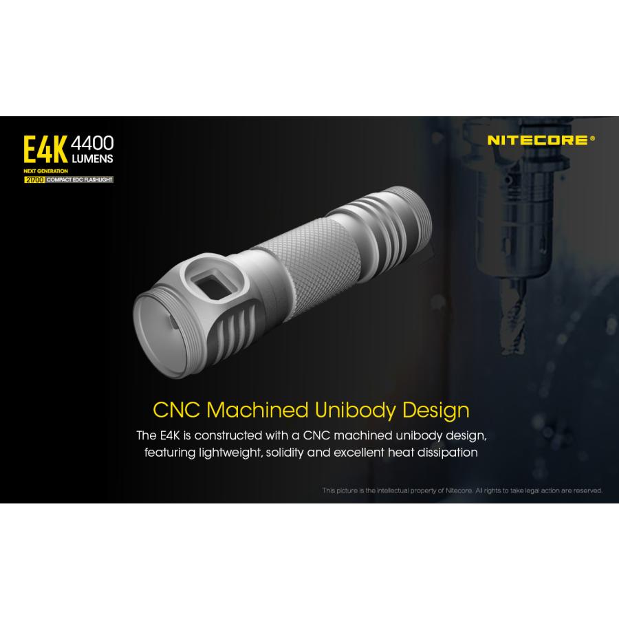 Nitecore E4K ハンディライト 4400ルーメン USB-C充電式 バッテリー
