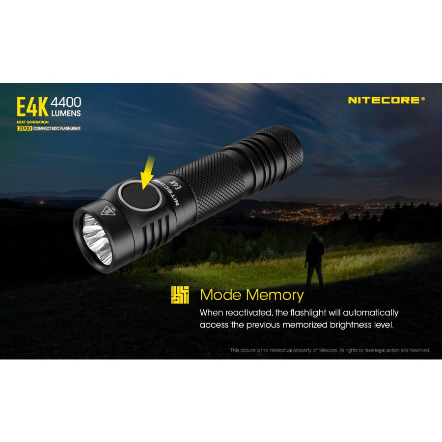 Nitecore E4K ハンディライト 4400ルーメン USB-C充電式 バッテリー