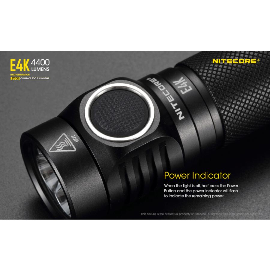 Nitecore E4K ハンディライト 4400ルーメン USB-C充電式 バッテリー