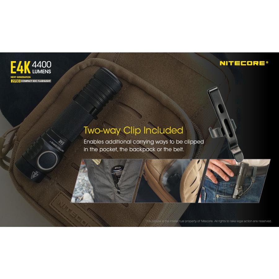 Nitecore E4K ハンディライト 4400ルーメン USB-C充電式 バッテリー