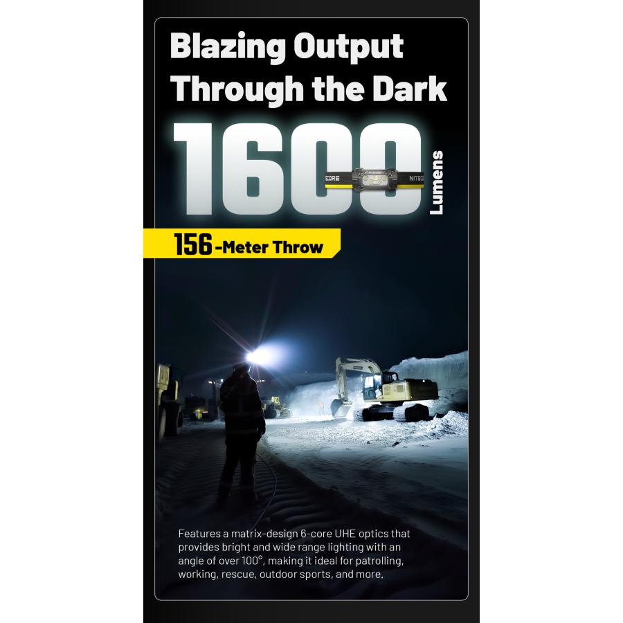 Nitecore HC70 UHE ヘッドライト 1600ルーメン USB-C充電式 大容量バッテリー IP68 ケース付属 夜間作業 捜索救助 トレッキング_13