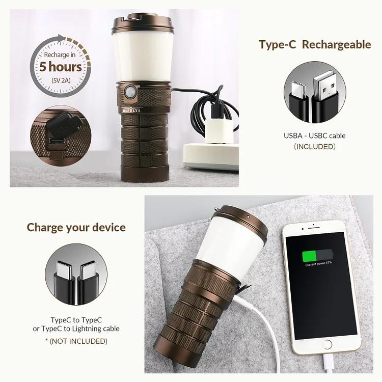 Sofirn BLF LT1 ランタン USB-C充電式 800ルーメン IPX7防水 無段階