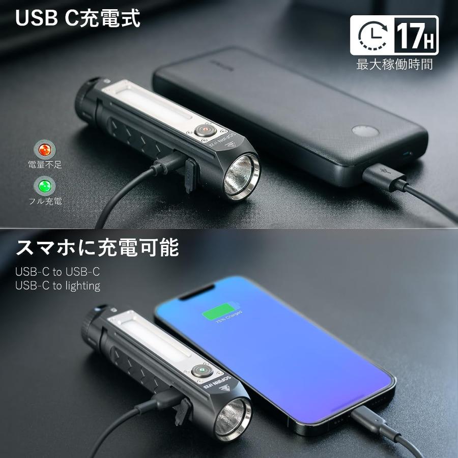 Sofirn IF23 フラッシュライト 4000ルーメン USB-C充電式 IP68防水
