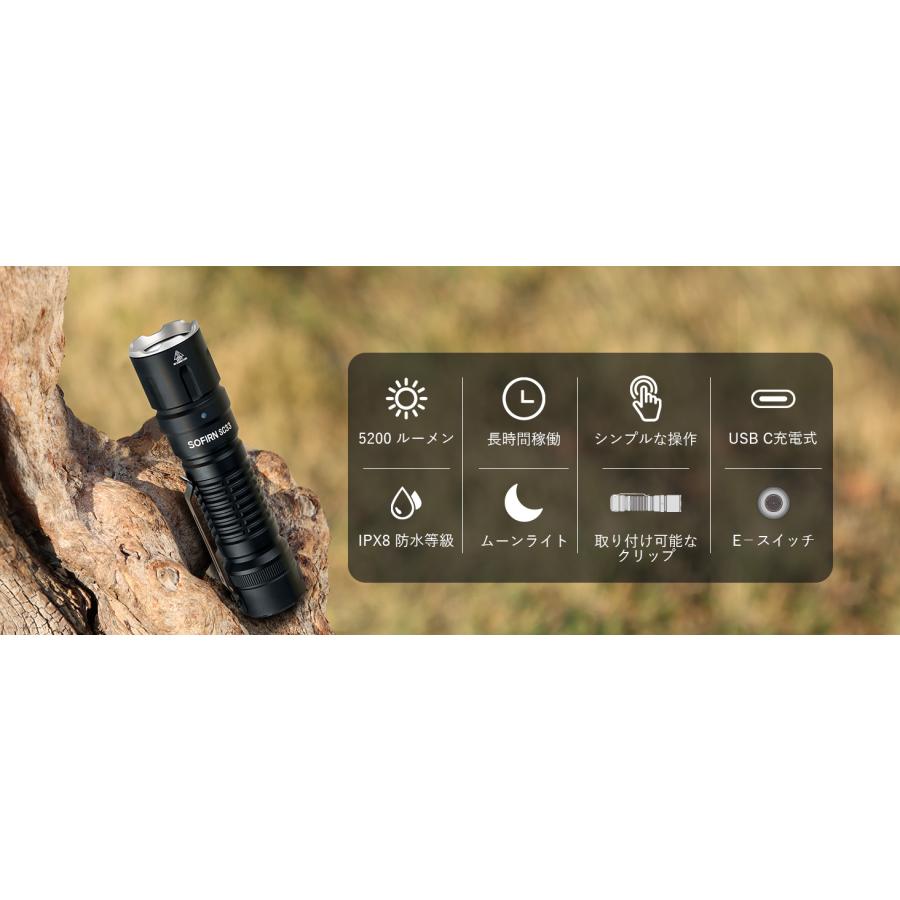 Sofirn SC33 フラッシュライト 5200ルーメン USB-C充電式 内蔵