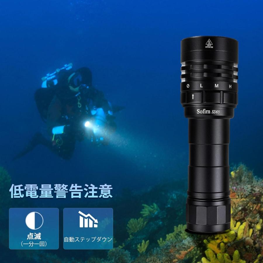 Sofirn SD05 ダイビングライト 3000ルーメン 水深100m対応 バッテリー