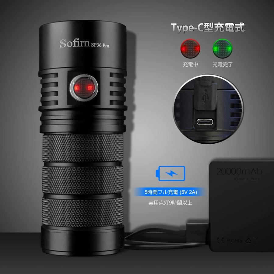 Sofirn SP36 Pro 大光量フラッシュライト 8000ルーメン バッテリー付属 USB-C充電式 サーチライト Anduril ...