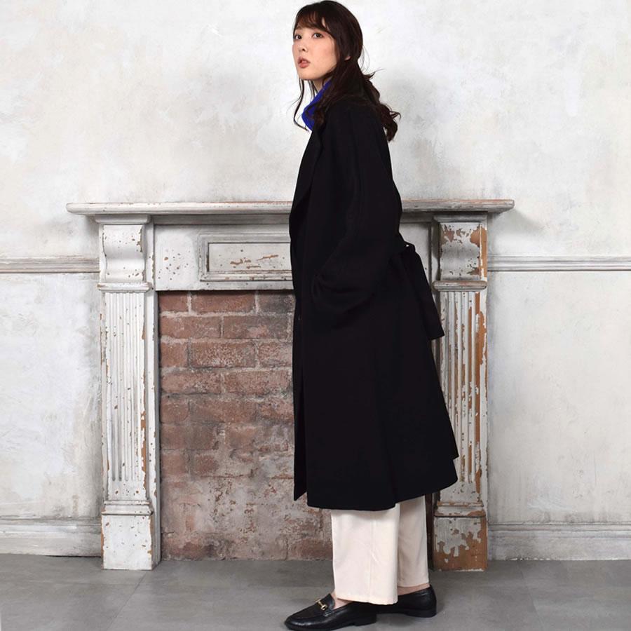 美品[カシミヤ100% 着丈115cm]ダブルチェスターコート L Cerezo COLLEZIONE (コレツィオーネ) カシミヤ100％ シングル チェスター