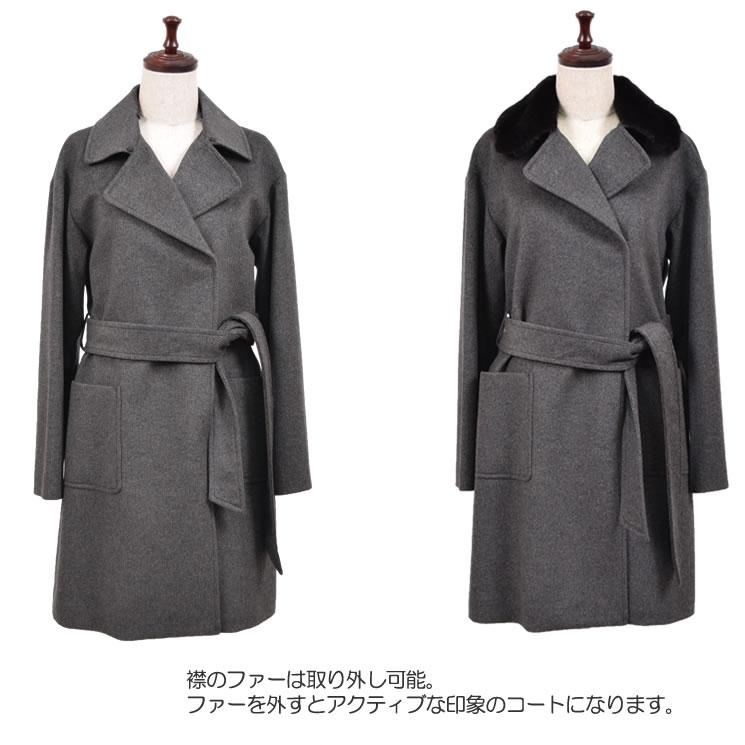 コート レディース カシミヤコート カシミヤ100% コート ミンクトリム ファー カシミヤコート テーラー  冠婚葬祭 フォーマルの画像