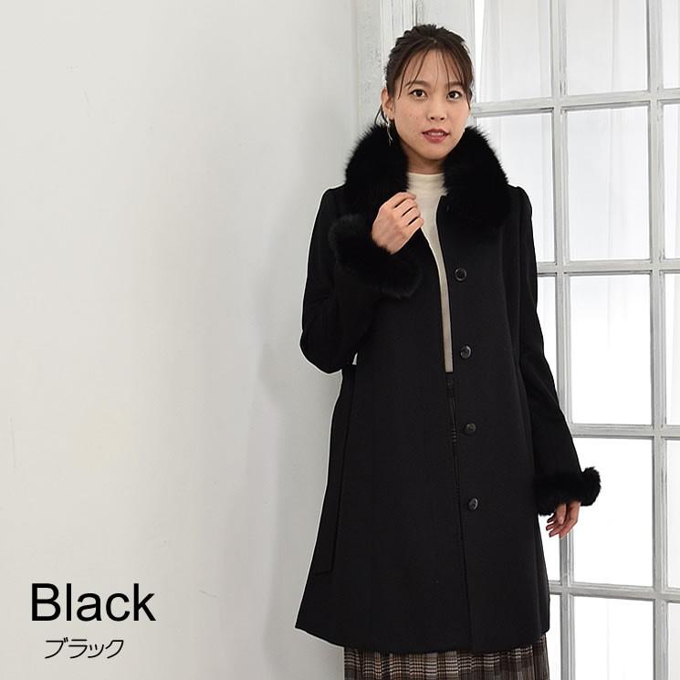 カシミヤ カシミア 100% コート フォックス トリム ファー レデイース 