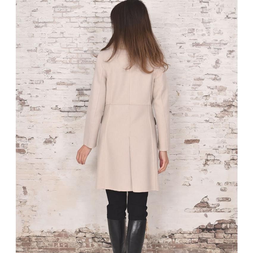 カシミヤ カシミア 混紡 ダブルフェイス コート フォックス トリム