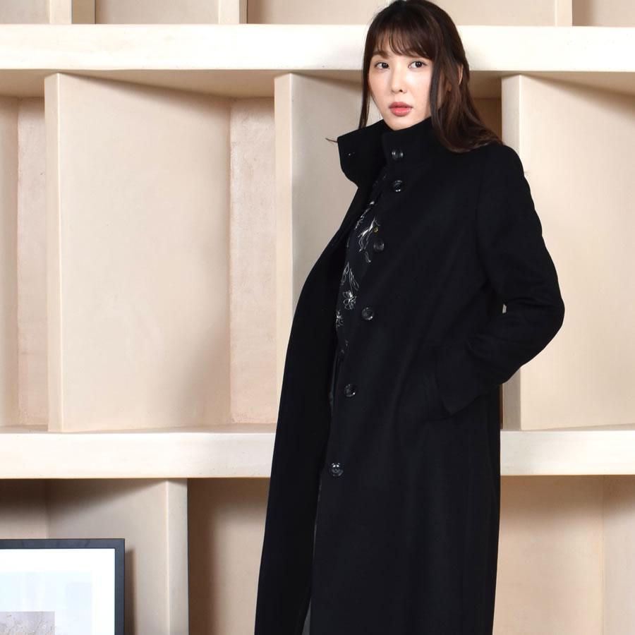 カシミヤ & ウール スタンドカラー コート カシミア ロング カシミヤ & ウール スタンドカラー コート カシミア ロング