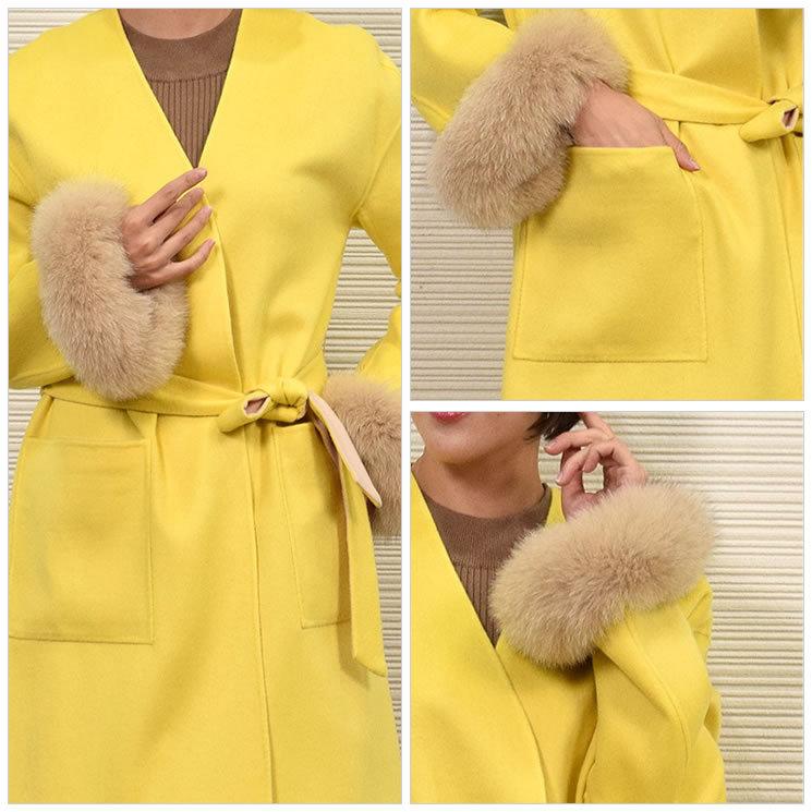 ノーラペルコート  カシミヤ カシミア 混  フォックス付  ウール フード 一枚仕立て 通勤 秋冬 (ca3066) |  | 14